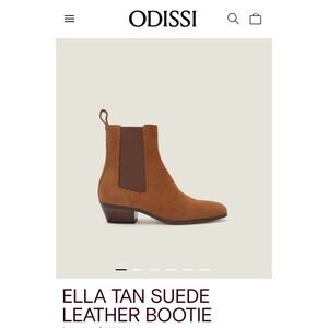 Odissi‎ Womens Brown Ella Tan Suede Almond Toe Cuban Heel Ankle Boots Size 37 EU